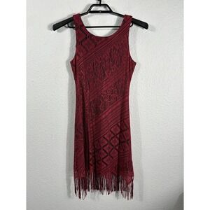 Harlow Dress Womens Medium Geometric Lace Fringe Flapper‎ Sleeveless USA